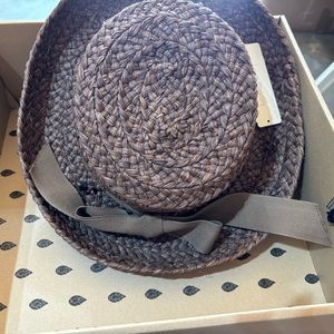 Helen Kaminski Brand New with Box Elegant Brown Woven Sun Hat with Ribbon